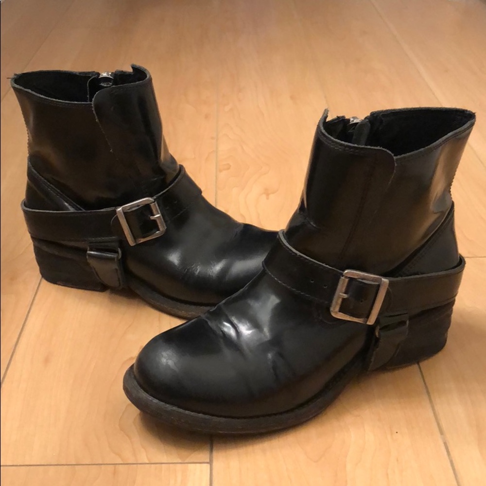 All Saints - Side Zip Harness Black Boots
